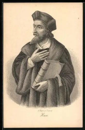 Künstler-AK Theologe Jan Huss mit Buch