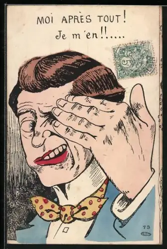 Künstler-AK Moi Après Tout!, Gesicht