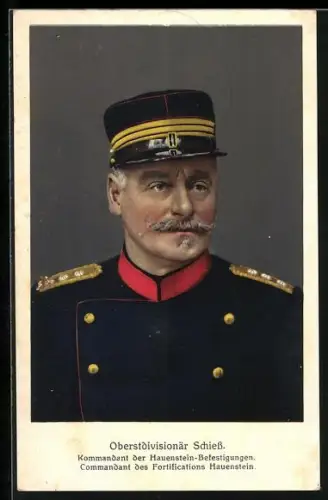 AK Oberstdivisionär Schiess, Kommandant der Hauenstein-Befestigungen, schweizer Heerführer