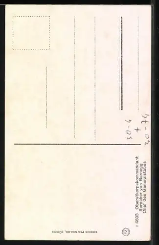 AK Oberkorpskommandant Sprecher von Bernegg, Portrait mit Papierbogen