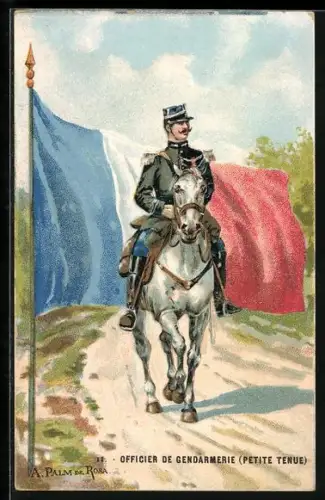 AK Französische Flagge, Offizier der Gendarmerie zu Pferde, Petite Tenue