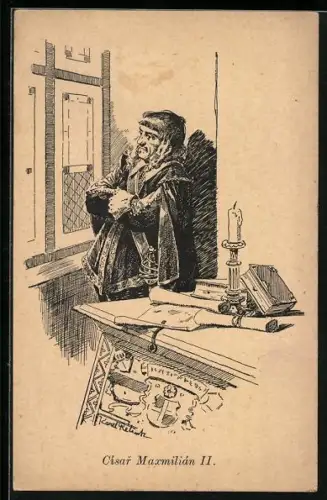 Künstler-AK Cisar Maxmilián II., Reformation