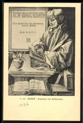 Künstler-AK Reformator Erasmus von Rotterdam am Schreibtisch