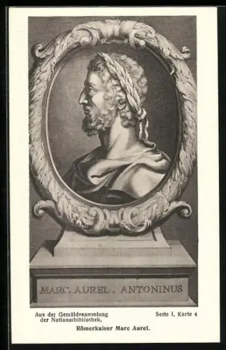 Künstler-AK Römerkaiser Marc Aurel mit Lorbeerkranz in Profilansicht