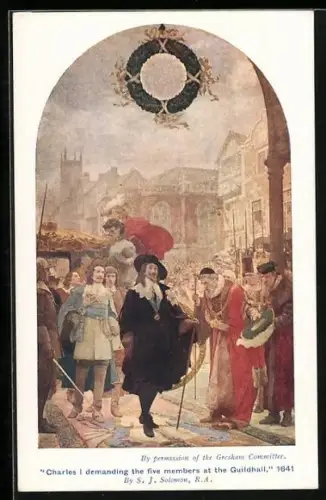 Künstler-AK Charles I. demanding the five members at the Guildhall 1641