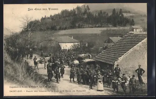AK Saint-Dié /Vosges, Halte des chasseurs à pied aux raids de Roches