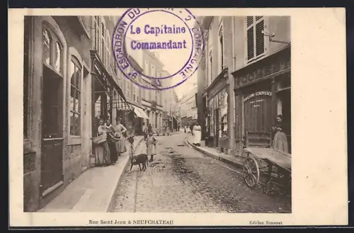 AK Neufchâteau, Rue Saint Jean animée avec passants et boutiques