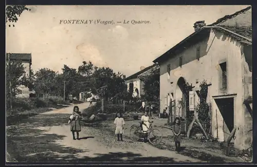 AK Fontenay /Vosges, Le Quairon avec enfants et vélos sur la route