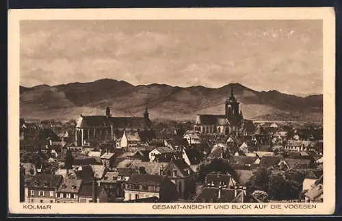 AK Colmar, Vue d`ensemble et vue sur les Vosges