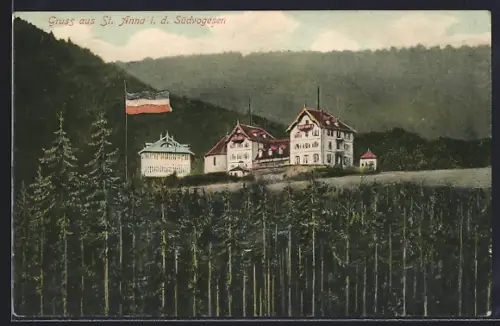 AK St. Anna, Vue du complexe hôtelier dans la forêt des Sud-Vosges