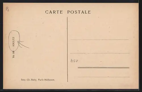 Künstler-AK Soultz, Scène animée sur la place du marché devant l`ancien bâtiment historique