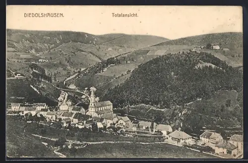 AK Diedolshausen, Vue d`ensemble du village et des collines environnantes