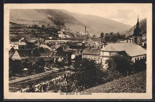 AK St. Kreuz /Lebertal, Vue panoramique sur le village et les collines environnantes