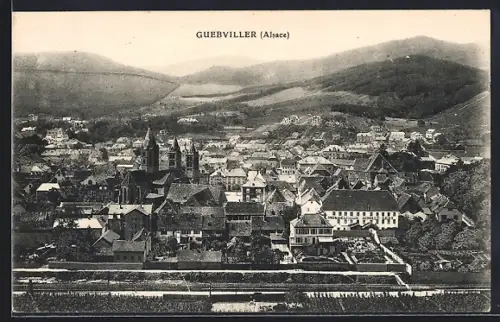 AK Guebwiller /Alsace, Vue générale du village avec collines en arrière-plan
