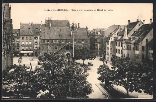 AK Mulhouse, Place de la Réunion et Hôtel de Ville