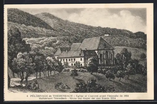 AK Thierenbach, Église et Couvent avant l`incendie de 1884