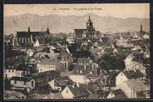 AK Colmar, Vue générale et les Vosges