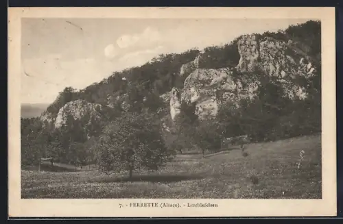 AK Ferrette /Alsace, Loechlefelsen