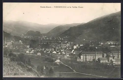 AK Wesserling, Vue sur la vallée et les montagnes environnantes en Haute-Alsace