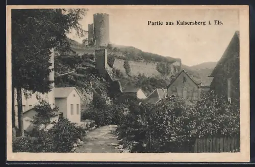 AK Kaisersberg i. Els., Ortspartie mit Burg