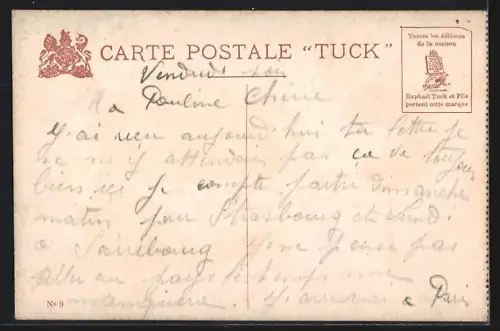 Künstler-AK Mulhouse, Place de la Paix, Église St-Étienne