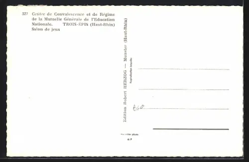 AK Trois-Épis /Haut-Rhin, Salon de jeux du Centre de Convalescence et de Régime