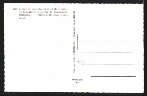 AK Trois-Épis /Haut-Rhin, Salon du Centre de Convalescence et de Régime de la Mutuelle Générale
