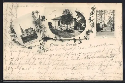 AK Dornach, Katholisches Vereins-Lokal, Freys Kreuz, Kath. Kirche