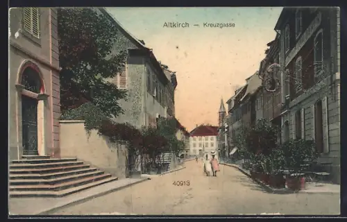 AK Altkirch, Kreuzgasse mit Gasthaus