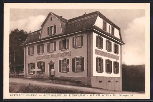 AK Bettlach /H.-Rhin, Restaurant au Studerhof, vue de l`entrée principale