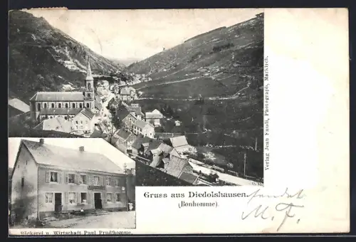 AK Diedolshausen, Vue du village et de la vallée avec boulangerie et auberge Paul Prudhomme
