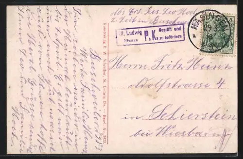 AK Buschweiler /Ober-Elsass, Konsumgeschäft A. Schorr und Panorama