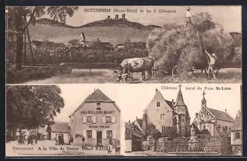 AK Eguisheim /Haut-Rhin, Les 3 Châteaux et le Château natal du Pape St-Léon