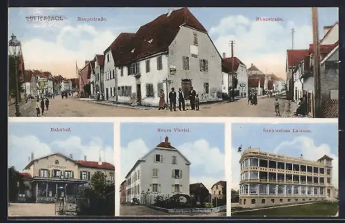 AK Lutterbach, Hauptstrasse, Runzstrasse, Bahnhof, Neues Viertel, Sanatorium Lalance