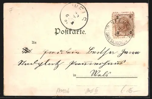 Lithographie Thann, Kirche, Engelsburg und Elsässerin