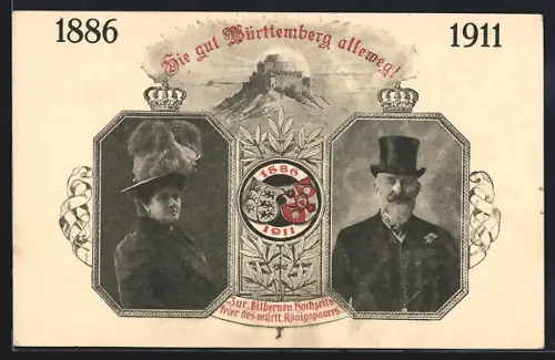 AK Silberne Hochzeit des württ. Königspaares 1911, Ganzsache