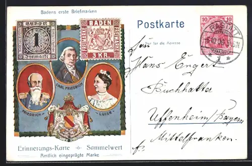 AK 100 jährige Bestehen des Grossherzogtum Baden, Goldene Hochzeit des Grossherzogpaares 1906, Ganzsache