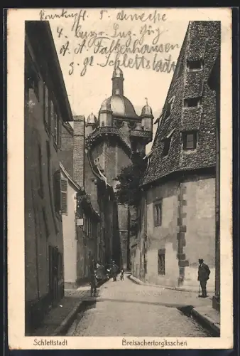AK Schlettstadt, Blick ins Breisachertorgässchen