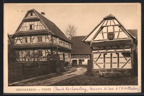 AK Oberseebach, Fachwerkhäuser vom Weg aus gesehen