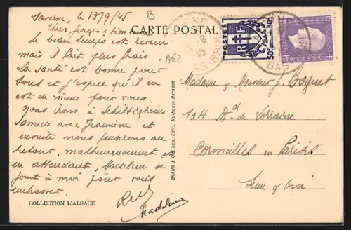 AK Stambach, Vue sur la voie ferrée et les collines boisées environnantes