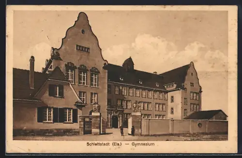 AK Schlettstadt /Els., Partie am Gymnasium