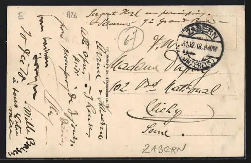 AK Saverne, Grand`Rue animée avec passants et boutiques