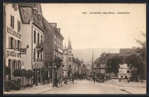 AK Saverne /Bas-Rhin, Grand`Rue animée avec commerces et passants