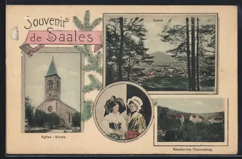 AK Saales, Kirche und Sanatorium Tannenberg