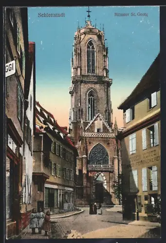 AK Schlettstadt, Blick auf Münster St. Georg