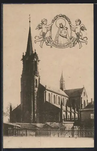 AK Marienthal /Als., Basilique de Marienthal avec ange et Vierge Miraculeuse