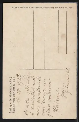 AK Marienthal /Als., Basilique de Marienthal avec ange et Vierge Miraculeuse
