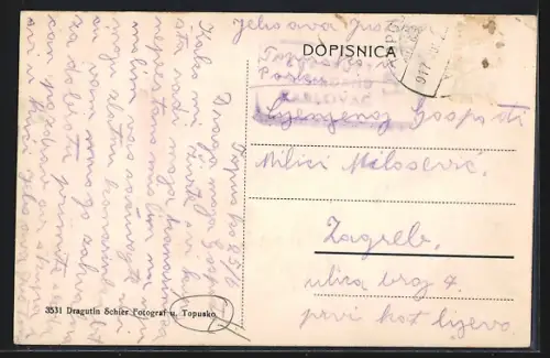 AK Topusko, Offiziers Pavillon mit Strassenpartie