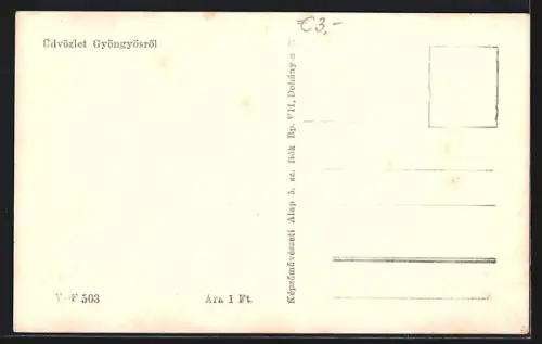 AK Gyöngyös, Strassenpartie mit Denkmal
