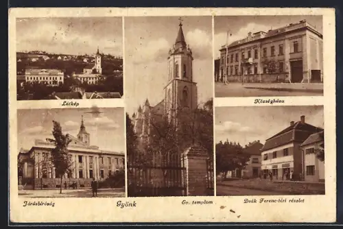 AK Gyönk, Ev. templom, Látkép, Községháza